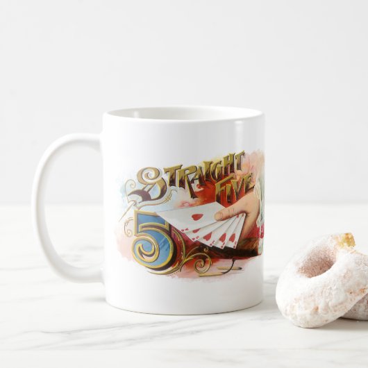Klassieke Sigarettenlabel Kunst Straight Flush met Koffiemok (Met donut)