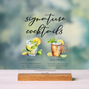 Klassieke Signature Cocktails Mojito Moscow Mule Acryl Bord