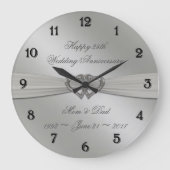 Klassieke Silver 25th Wedding Jubileum Wall Clock Grote Klok (Voorkant)