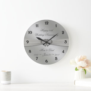 Klassieke Silver 25th Wedding Jubileum Wall Clock Grote Klok