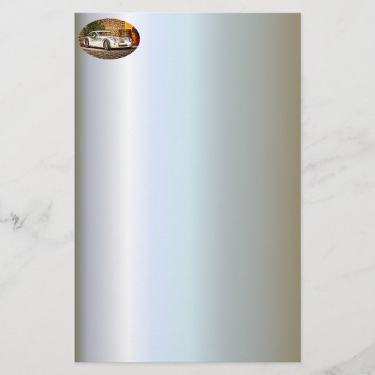 Klassieke Silver Sportauto Briefpapier (Voorkant)