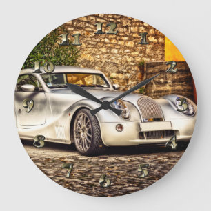 Klassieke Silver Sportauto Grote Klok