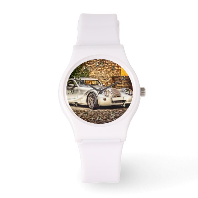 Klassieke Silver Sportauto Horloge (Voorkant)