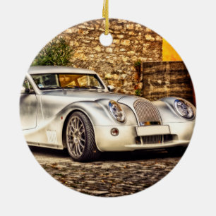 Klassieke Silver Sportauto Keramisch Ornament
