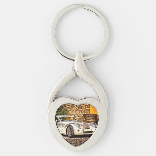 Klassieke Silver Sportauto Sleutelhanger (Voorkant)