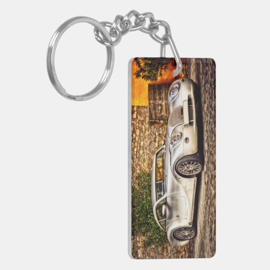 Klassieke Silver Sportauto Sleutelhanger (Voorkant Links)