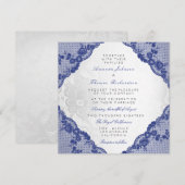 Klassieke Silver White Blue Navy Lace Wedding Kaart (Voorkant / Achterkant)