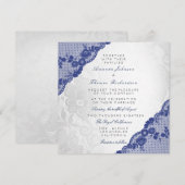 Klassieke Silver White Blue Navy Lace Wedding Kaart (Voorkant / Achterkant)
