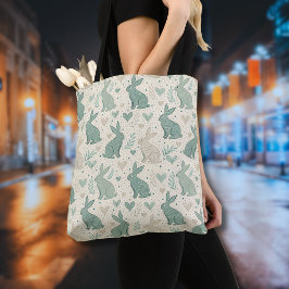 Klassieke Simpele Konijnen Silhouetten Harten Patr Tote Bag