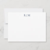 Klassieke Simple Blue Two Monogram Note Kaart Notitiekaartje (Voorkant)