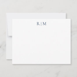 Klassieke Simple Blue Two Monogram Note Kaart Notitiekaartje