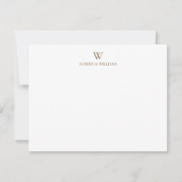 Klassieke Simple Brown Monogram Note Kaart Notitiekaartje