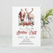 Klassieke Sinterklaas met rendierrode holly berry Kaart (Staand voorkant)