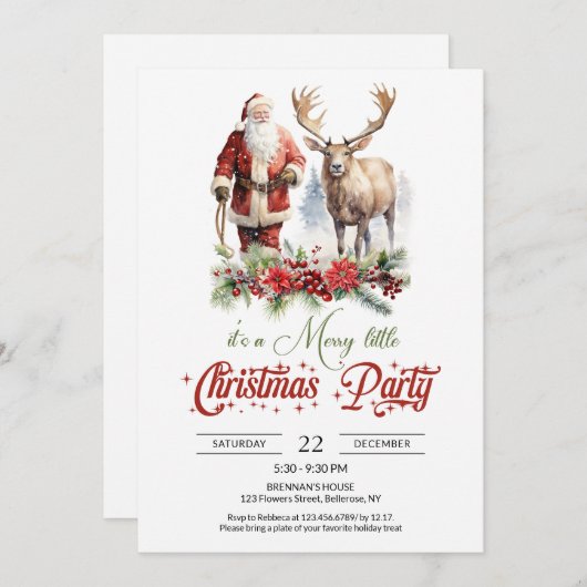 Klassieke Sinterklaas met rendierrode holly berry Kaart (Voorkant / Achterkant)