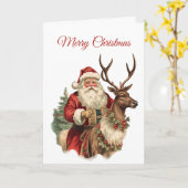 Klassieke Sinterklaas Rijden Een Rendier Kerstmis Kaart (Gele Bloem)