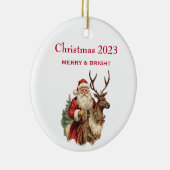 Klassieke Sinterklaas Rijden Een Rendier Kerstmis Keramisch Ornament (Rechts)