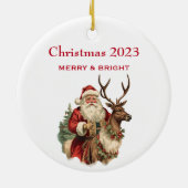 Klassieke Sinterklaas Rijden Een Rendier Kerstmis Keramisch Ornament (Achterkant)