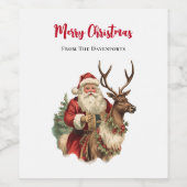 Klassieke Sinterklaas Rijden Een Rendier Kerstmis Wijn Etiket (Enkel label)