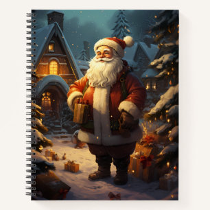 Klassieke Sinterklaas Staande in de Sneeuw Notitieboek