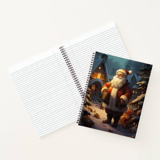 Klassieke Sinterklaas Staande in de Sneeuw Notitieboek (Binnen)