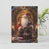 Klassieke Sinterklaas voor de deur van het huis Feestdagenkaart (Staand voorkant)