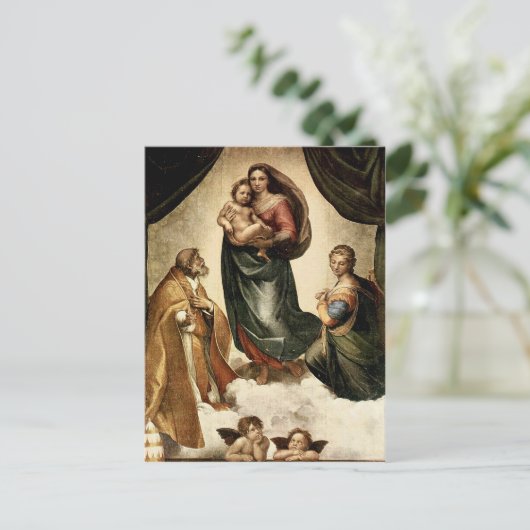 Klassieke "Sistine Madonna" van Raphael (circa 151 Briefkaart (Staand voorkant)