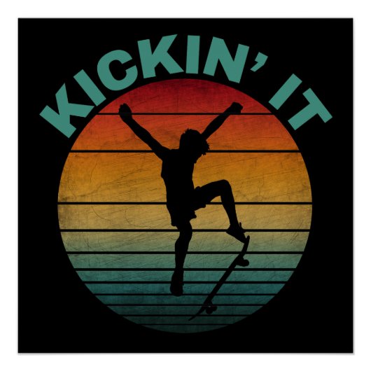 Klassieke Skateboardende Skater Perfect Poster (Voorkant)