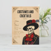 Klassieke Skelet Halloween Kostuums en Cocktails  Kaart (Staand voorkant)