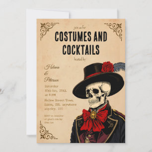 Klassieke Skelet Halloween Kostuums en Cocktails  Kaart