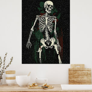 Klassieke Skelet in Donkere Schaduwen Kunst Poster