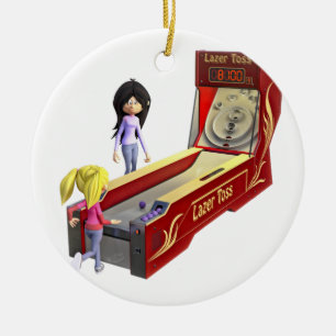 Klassieke Ski Ball Game met Girls die spelen Keramisch Ornament