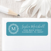 Klassieke Sky Blue Monogram Return Address Label (Insitu)
