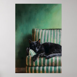 Klassieke Slaande Zwarte Kat Kunst, Donkere Academ Poster