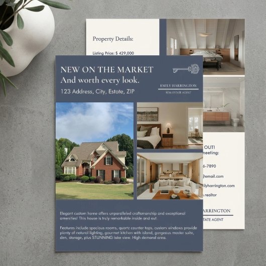Klassieke Sleutel Lijst Grijs Vastgoed Agent Flyer