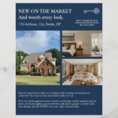 Klassieke Sleutel Lijst Navy Vastgoedmakelaar Flyer (Voorkant)