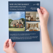 Klassieke Sleutel Lijst Navy Vastgoedmakelaar Flyer (Hand)