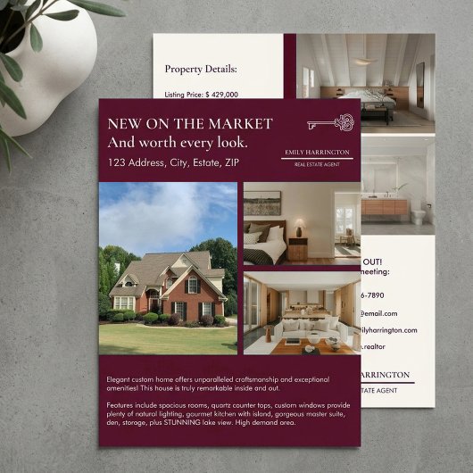 Klassieke Sleutel Lijst Purper Vastgoed Agent Flyer