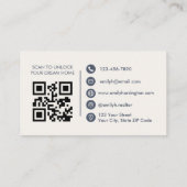 Klassieke Sleutel QR Code Grijs Makelaar Visitekaartje (Achterkant)
