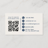 Klassieke Sleutel QR Code Marine Vastgoedmakelaar Visitekaartje (Achterkant)