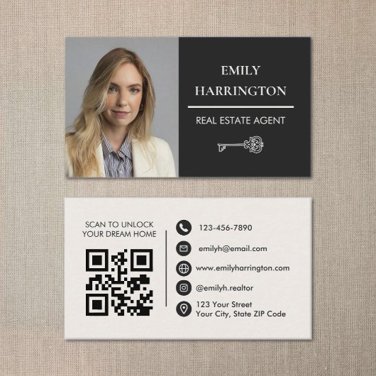 Klassieke Sleutel QR Code Neutrale Makelaar Visitekaartje