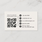 Klassieke Sleutel QR Code Neutrale Makelaar Visitekaartje (Achterkant)