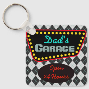 Klassieke sleutelhanger cadeau voor papa's garage