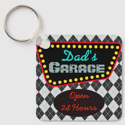 Klassieke sleutelhanger cadeau voor papa's garage (Voorkant)