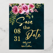 Klassieke Smaragd Groen Donker Moody Bruiloft Folie Uitnodiging Briefkaart (Voorkant)