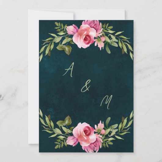 Klassieke Smaragd Groen Donker Moody Bruiloft Save The Date (Achterkant)