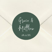 Klassieke Smaragd Groen Gepersonaliseerde Huwelijk Ronde Sticker