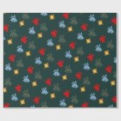 Klassieke Smaragd Groene Jingle Bell Ster Kerstmis Cadeaupapier (Vlak)