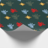 Klassieke Smaragd Groene Jingle Bell Ster Kerstmis Cadeaupapier (Hoek)