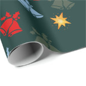 Klassieke Smaragd Groene Jingle Bell Ster Kerstmis Cadeaupapier (Rol Hoek)
