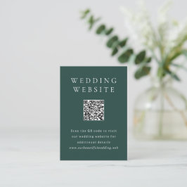 Klassieke smaragdgroene eenvoudige QR-code bruilof Informatiekaartje